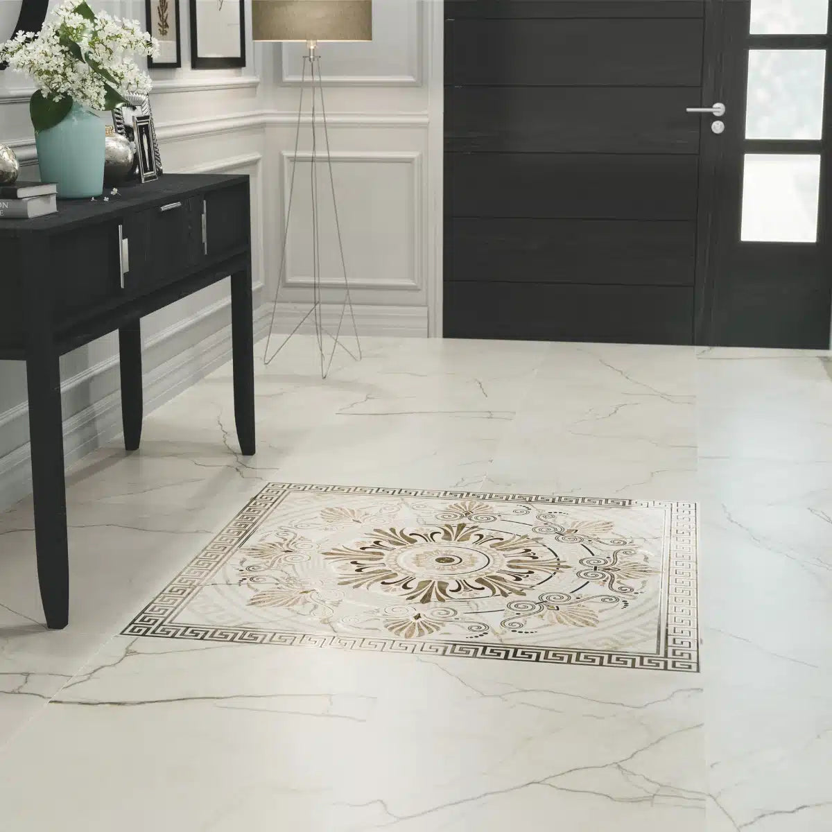 Soft white marble effect tile for floor and wall