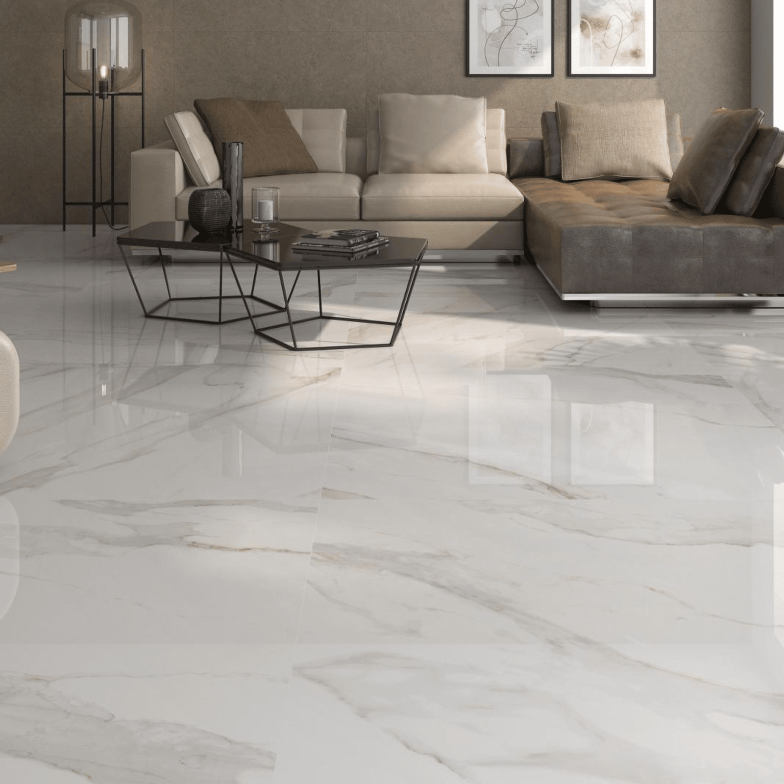 Elegant golden porcelain flooring