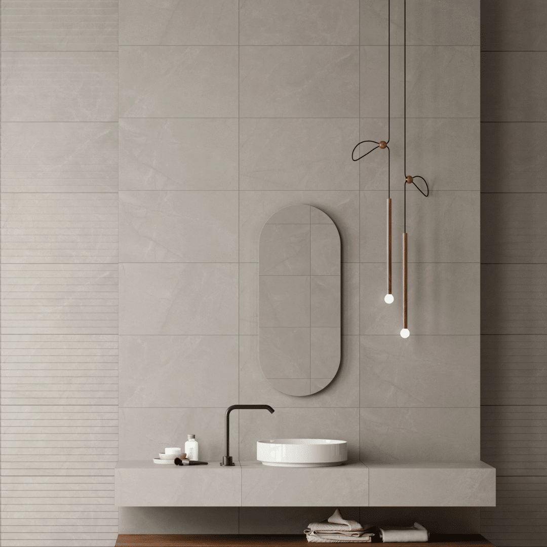 Grey matt stone effect ceramic tile for interior walls