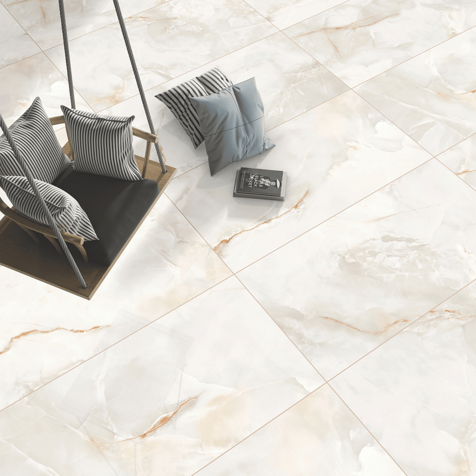 Gloss polished porcelain tile Onyx design
