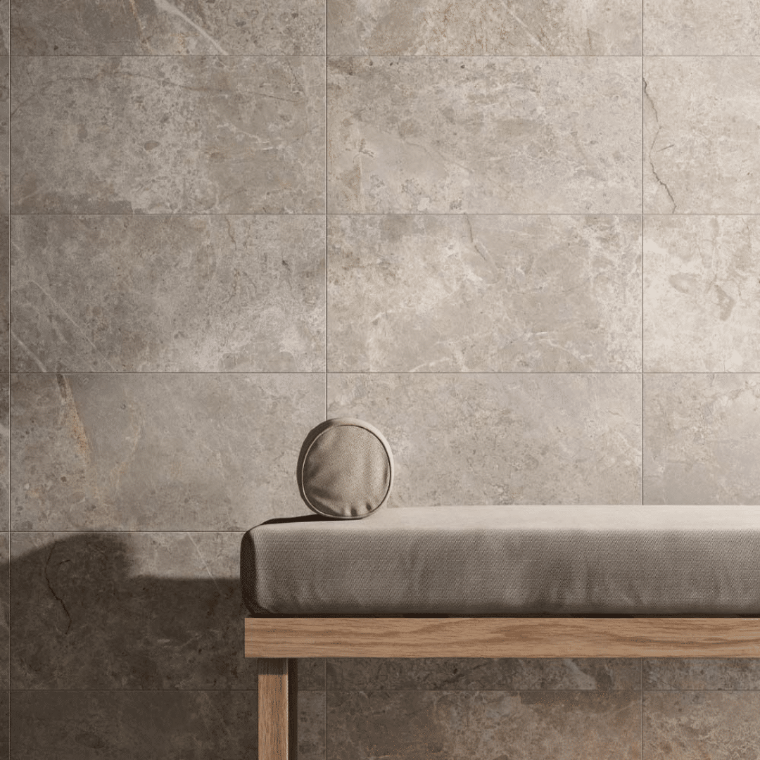 Stone effect Bosco Mink porcelain wall and floor tiles