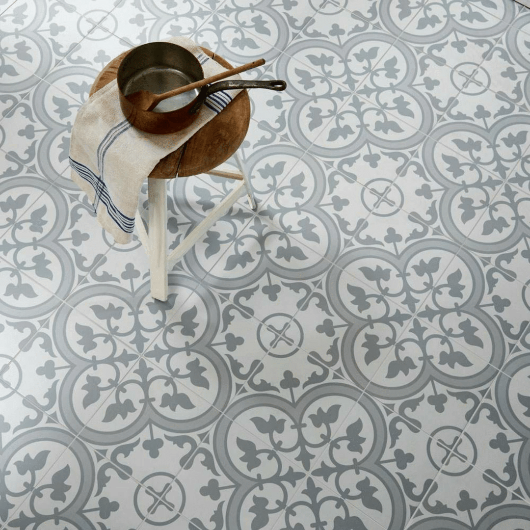 Stylish grey patterned ceramic tiles for modern interiors