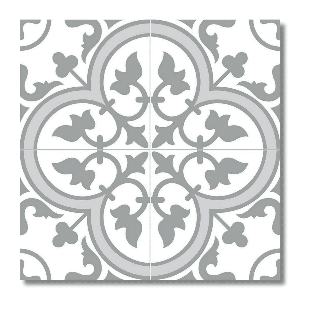 Grey ceramic wallfloor tiles featuring subtle patterned texture