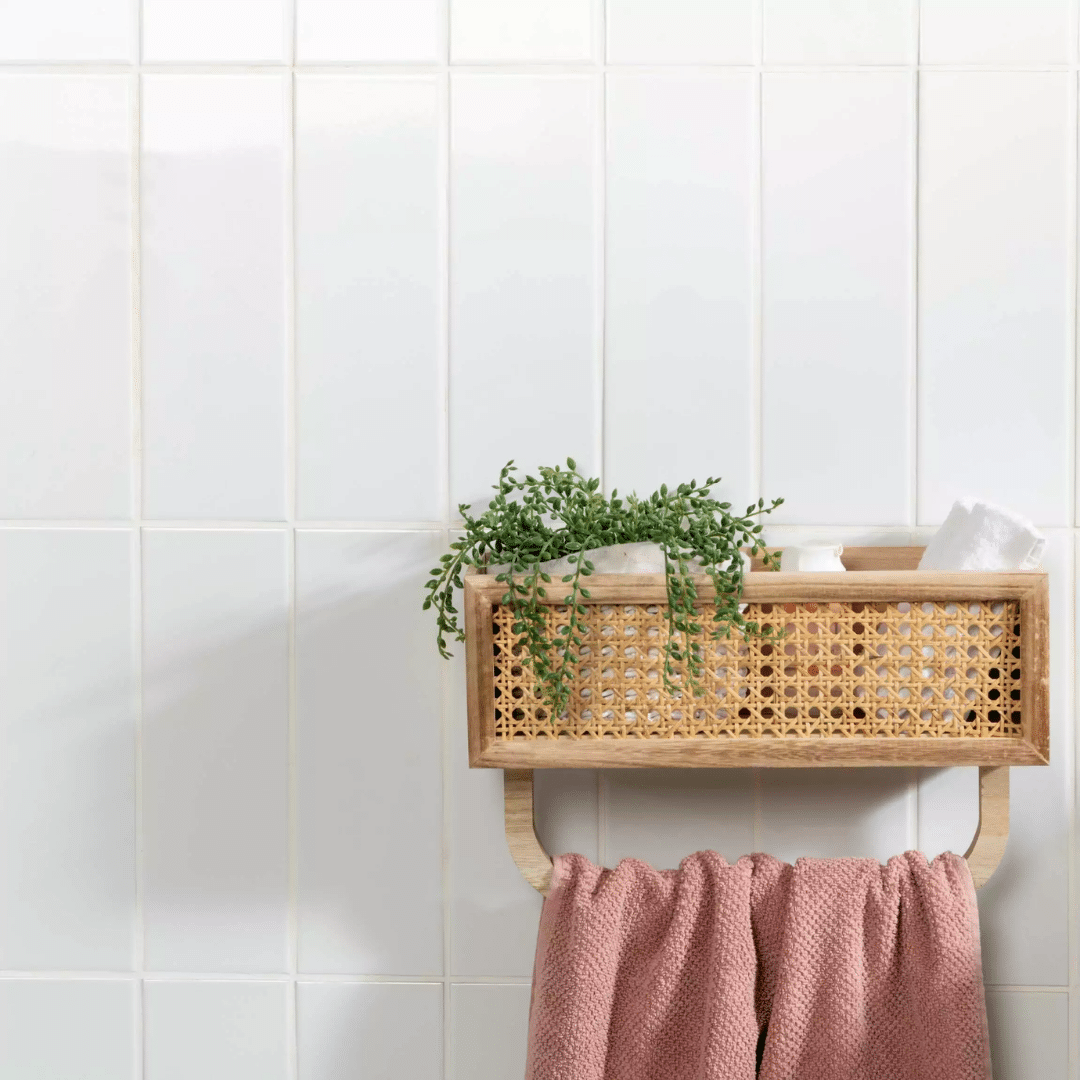 Bright white gloss metro effect ceramic brick wall tiles