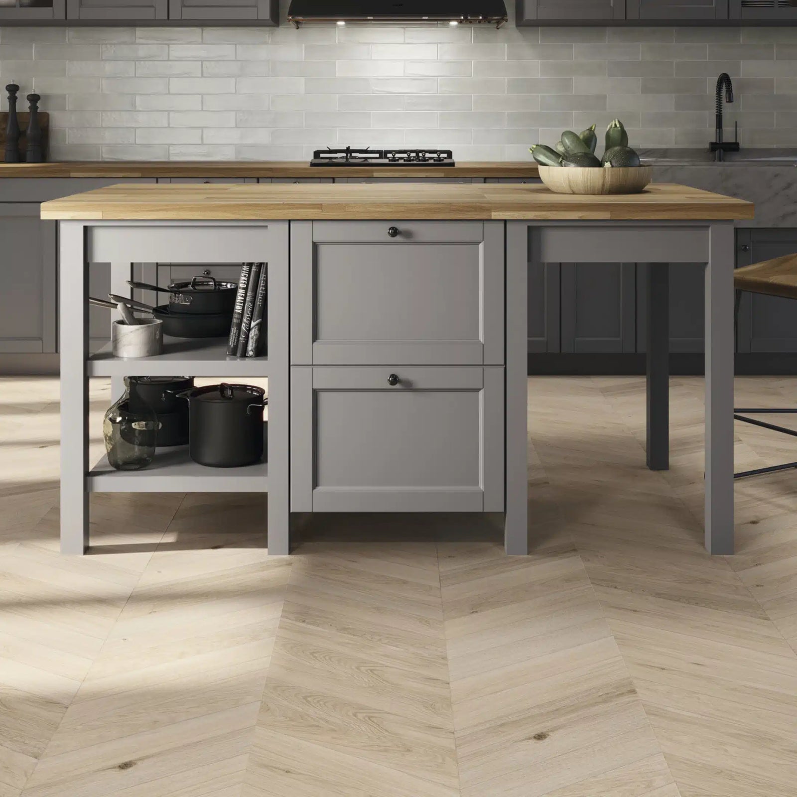 Oregon Chevron Haya porcelain floor tile pattern