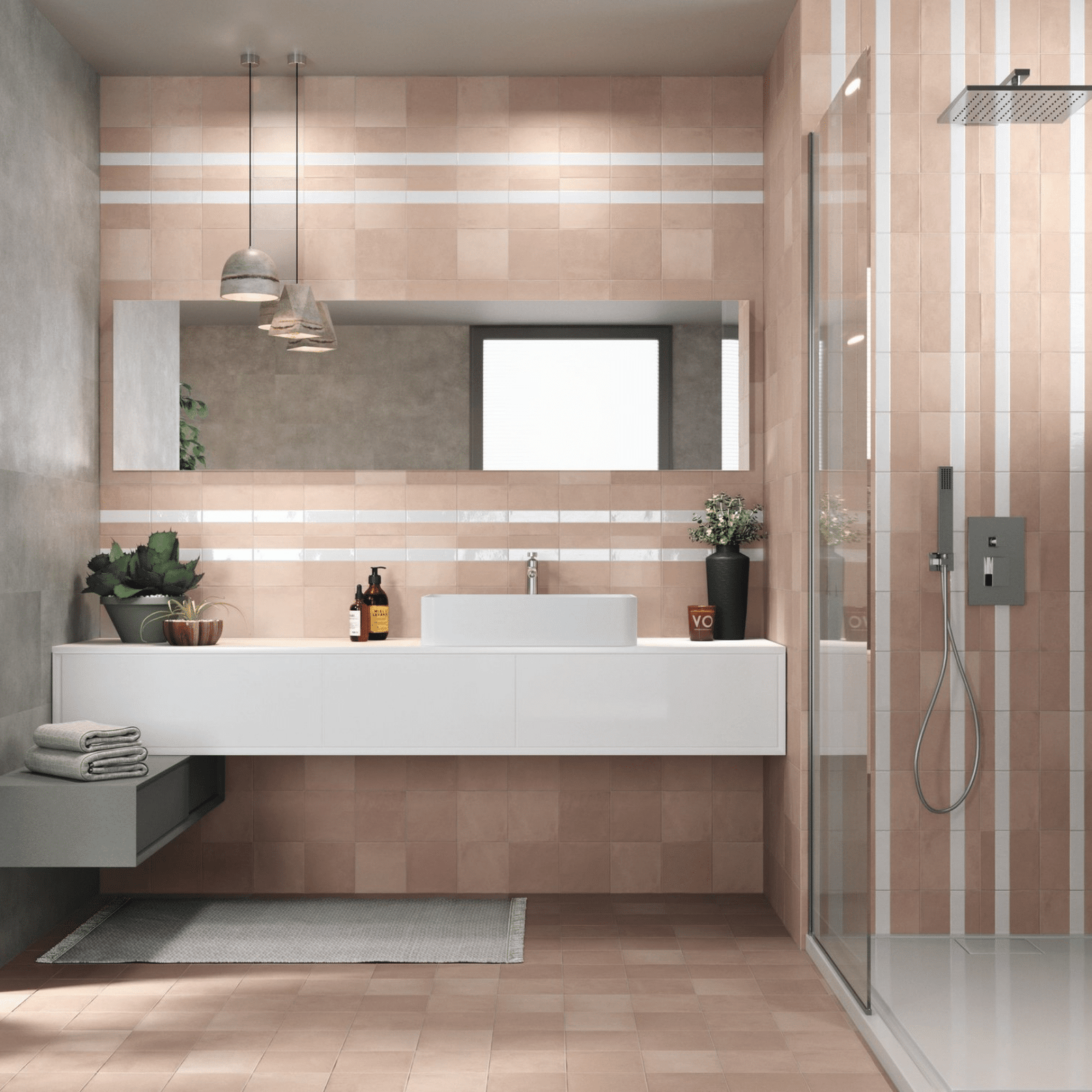 Nelvia Rose Quartz matt tiles