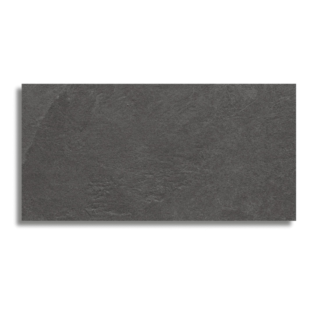 Carmo Stone black matt porcelain tiles in modern spaces