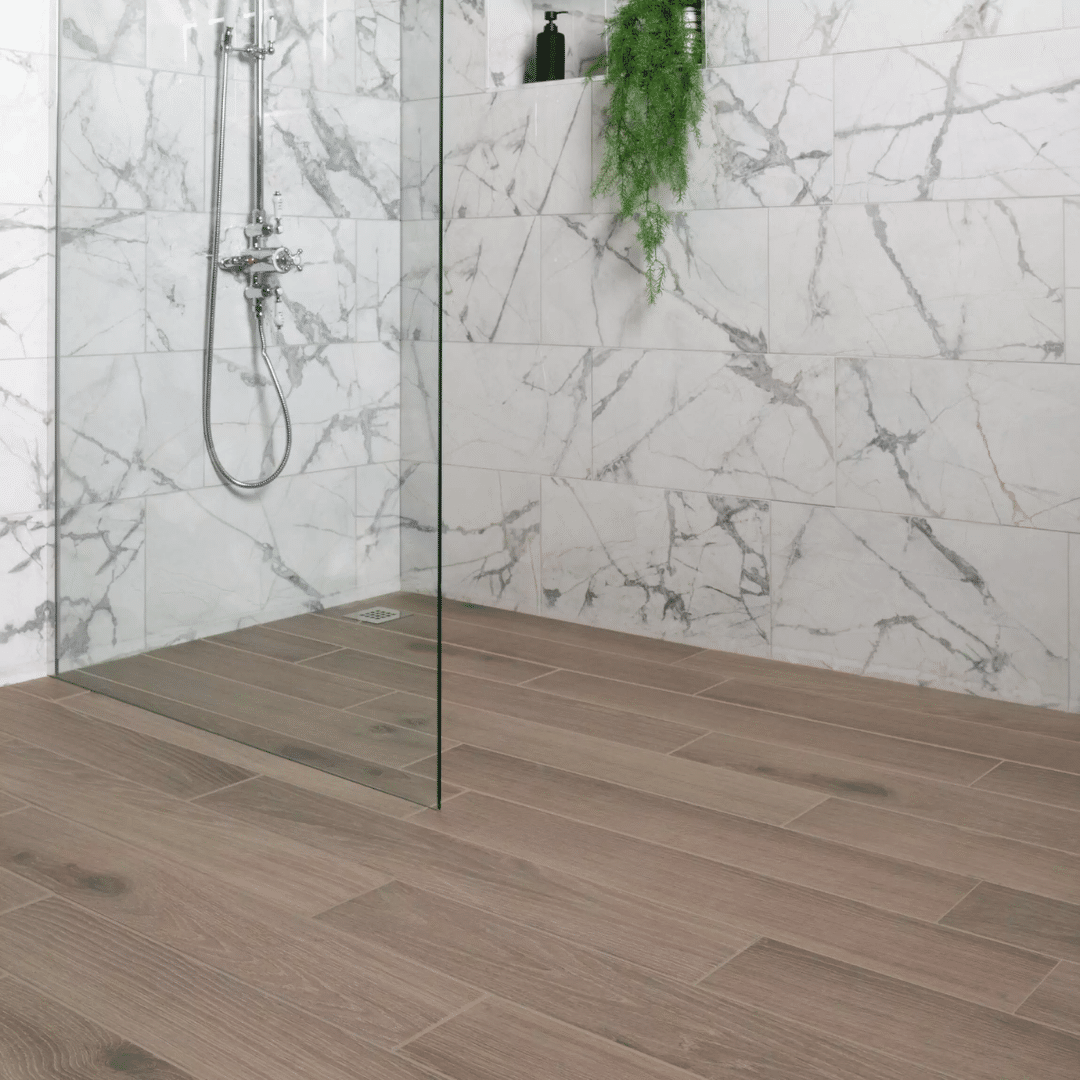 Natural wood grain porcelain tiles with soft matt look