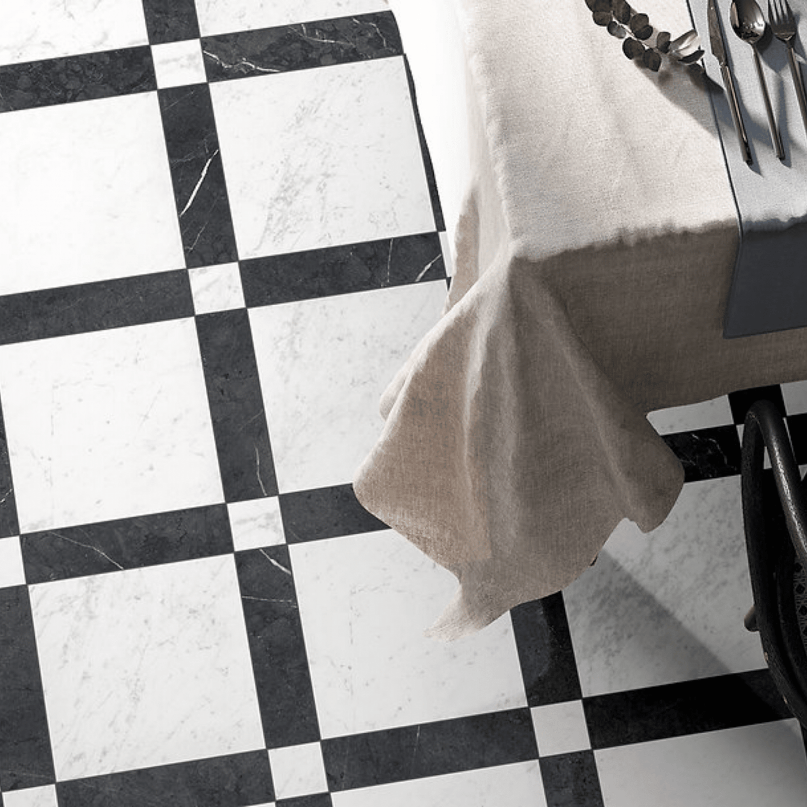 Matt finish Nero Marquina tile closeup