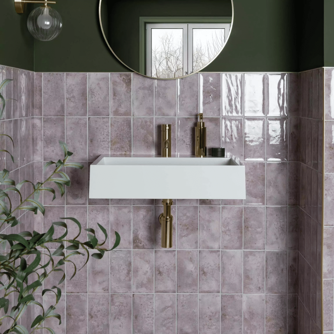 Clemence Orchid purple ceramic metro wall tile glossy finish
