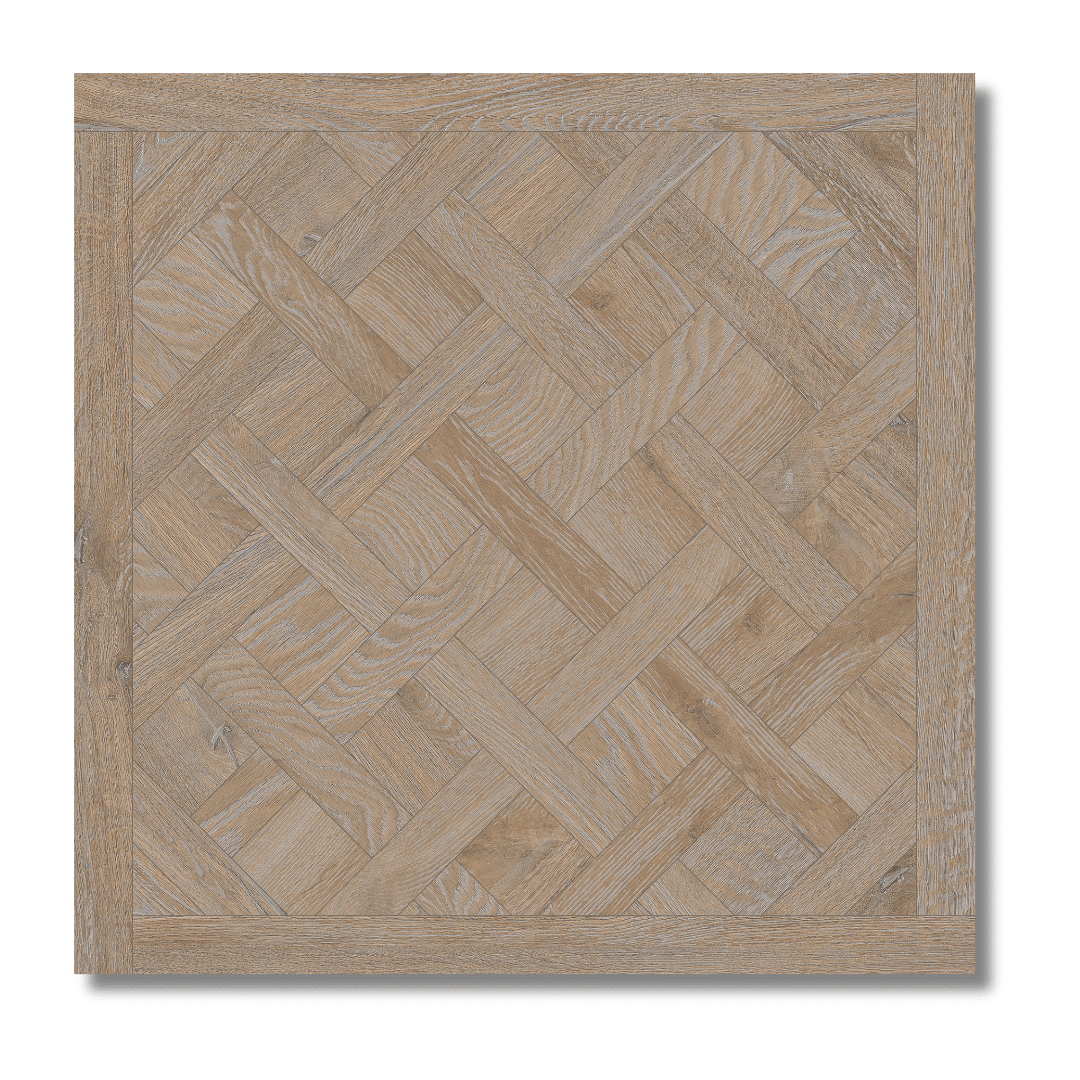 Warm brown polished porcelain tiles with wood appearance