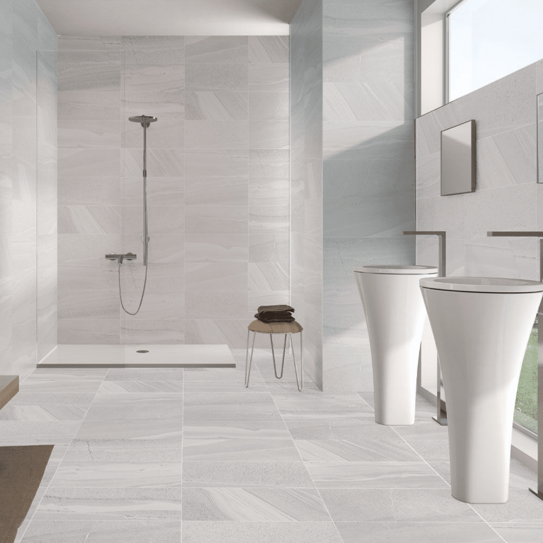 Durable Derwent White porcelain tiles for walls