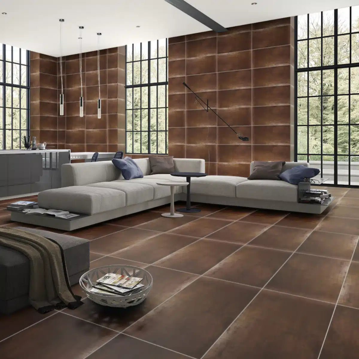 Metal Finish Brown Porcelain Tile for Modern Interiors