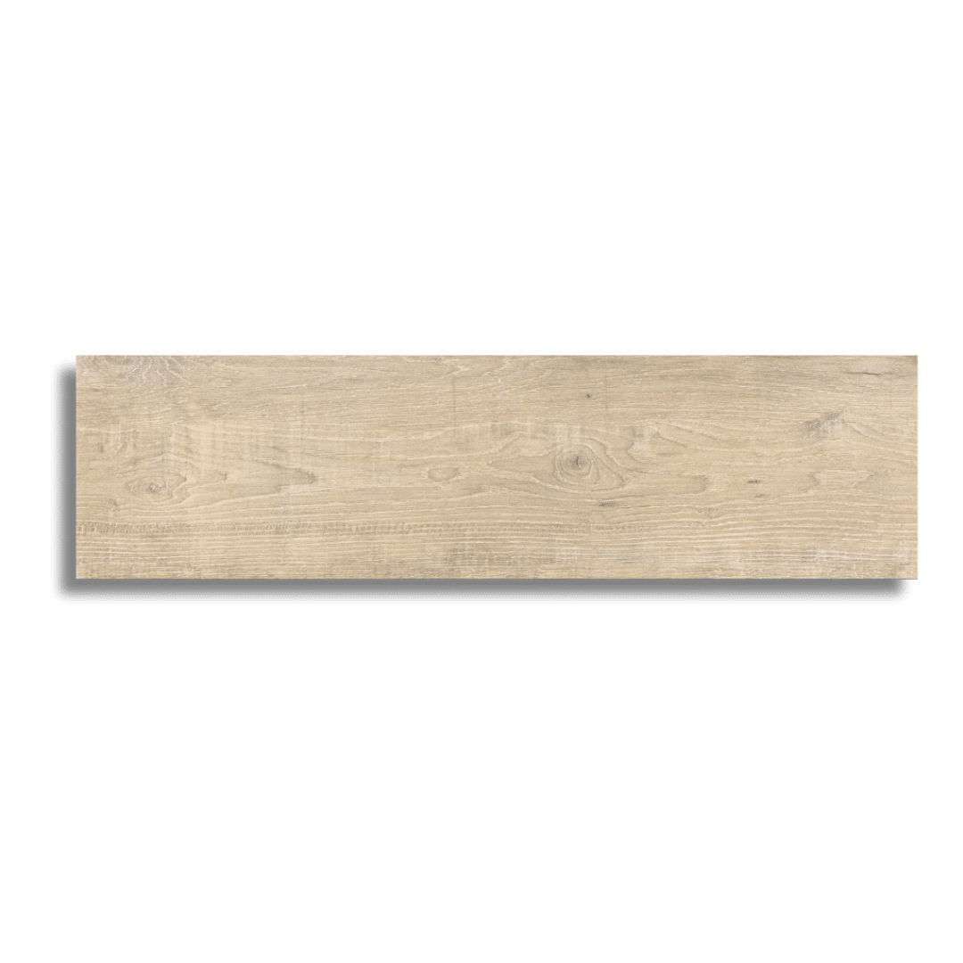 Porcelain wood look beige tile with matt finish surface