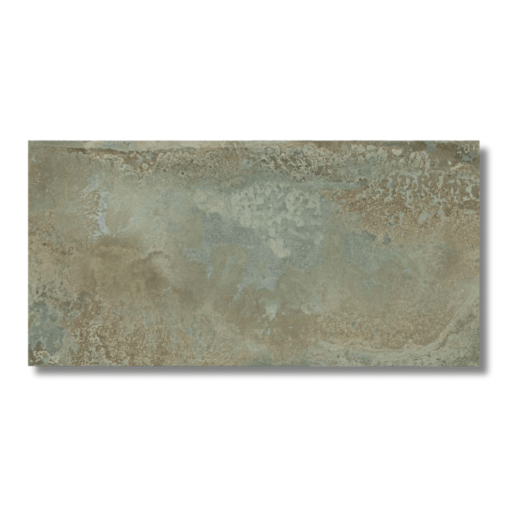 Metallic green lappato porcelain tile suitable for hallway