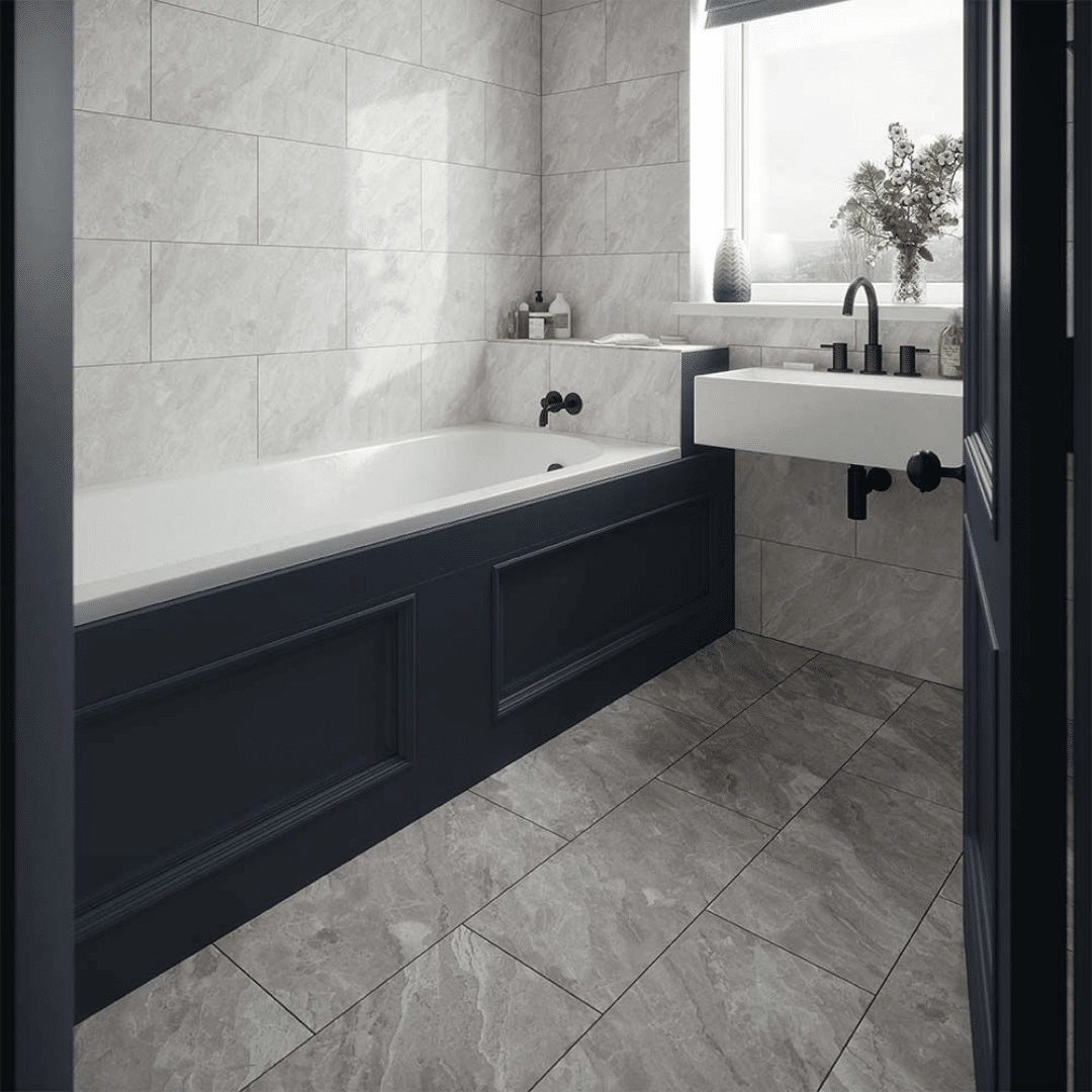 Elegant Lamia Grey matt marble porcelain tiles