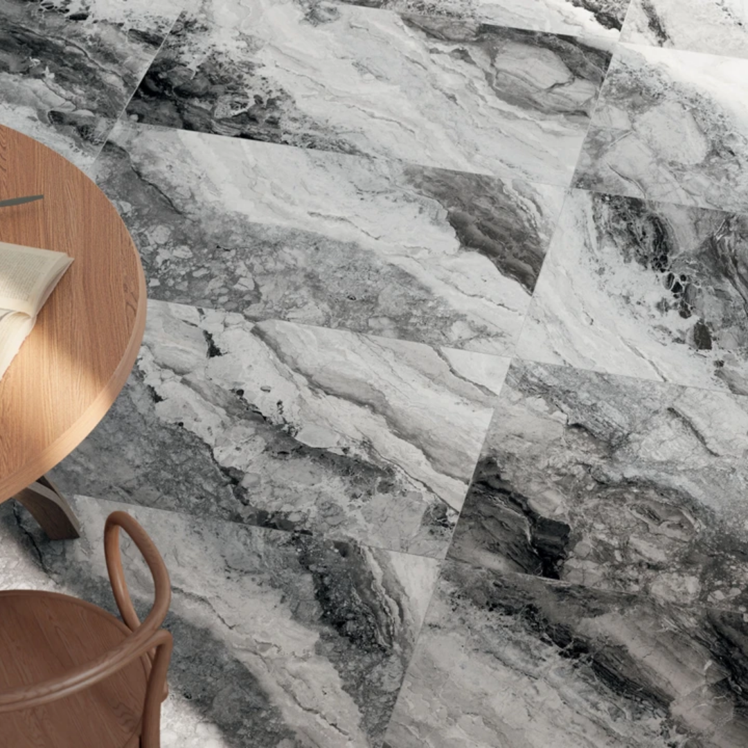 Mystic Dark black stone look large format floor tile