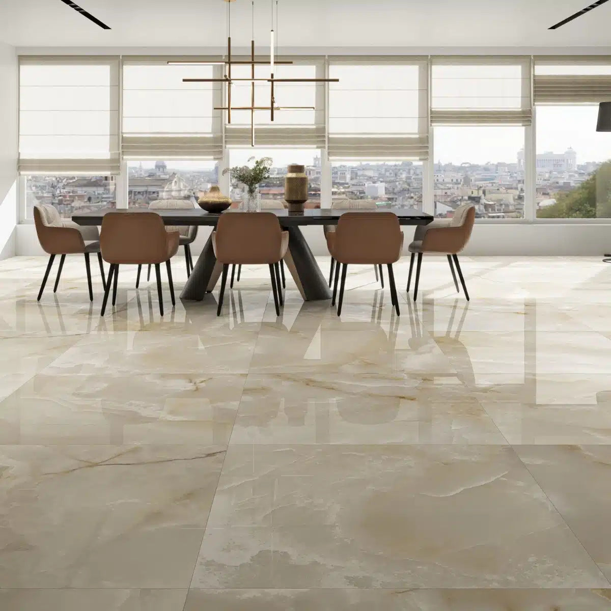 Beige stone-effect porcelain floor tile – matt finish