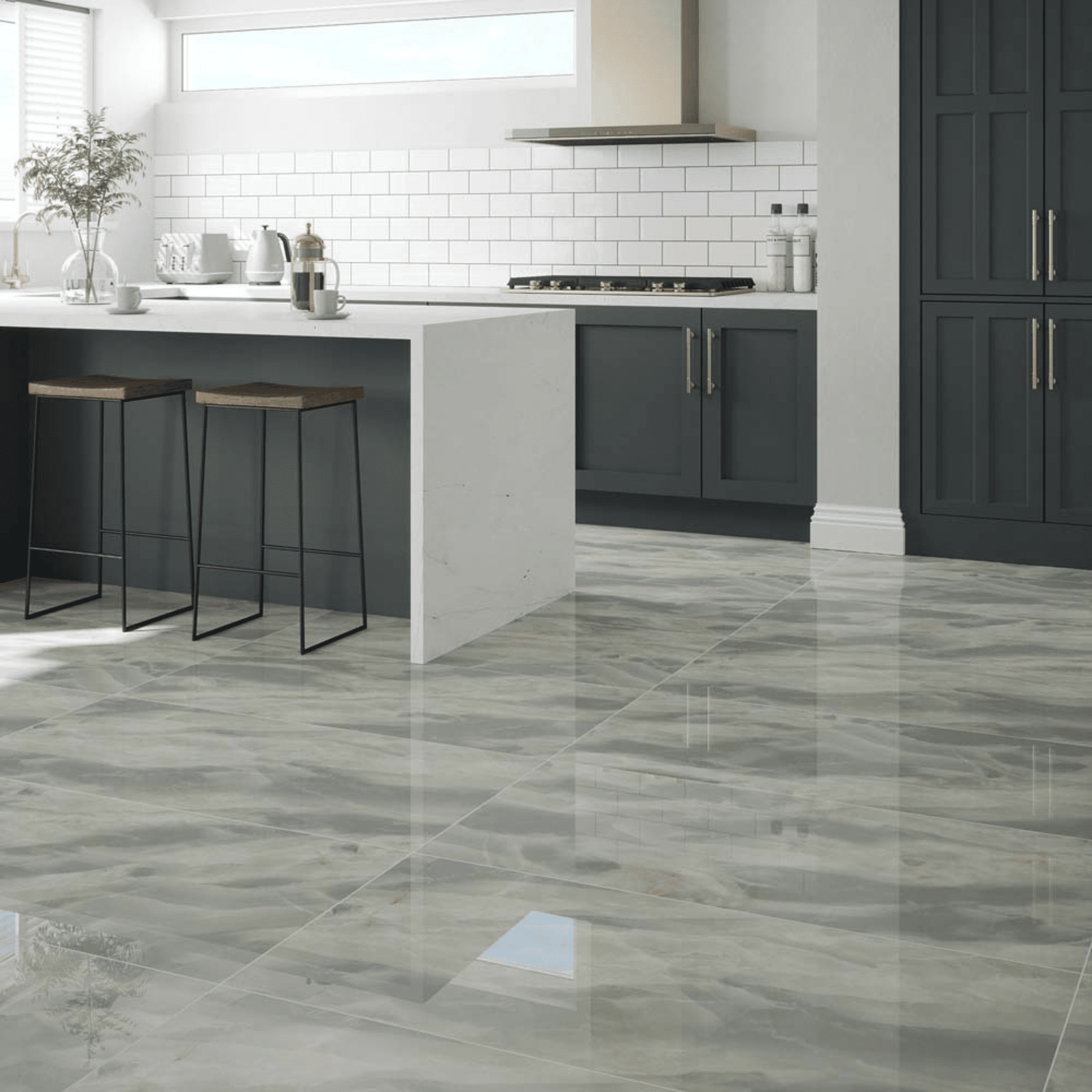 Polished porcelain floor tile emerald
