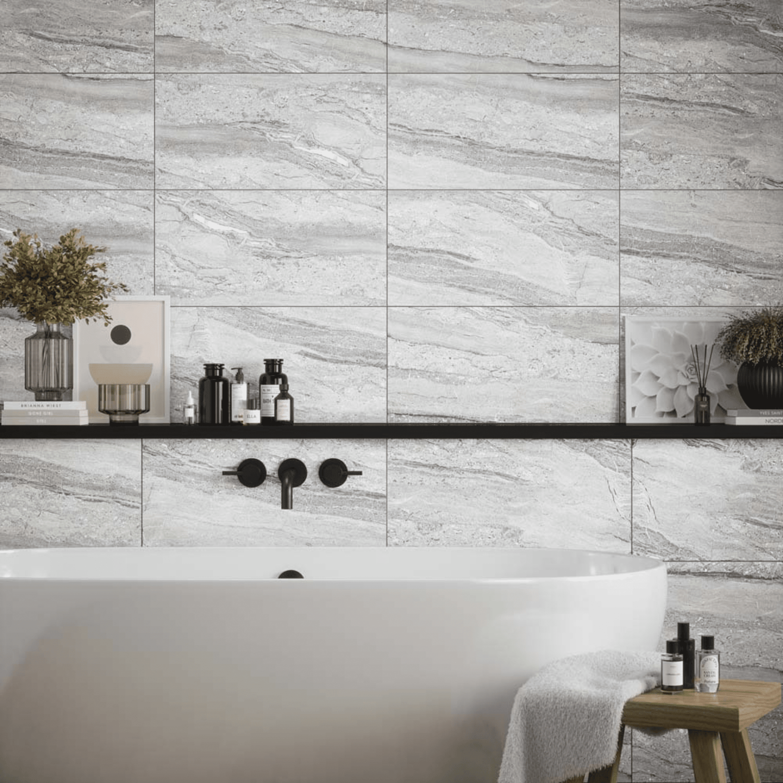Soft grey ceramic tile 300x600