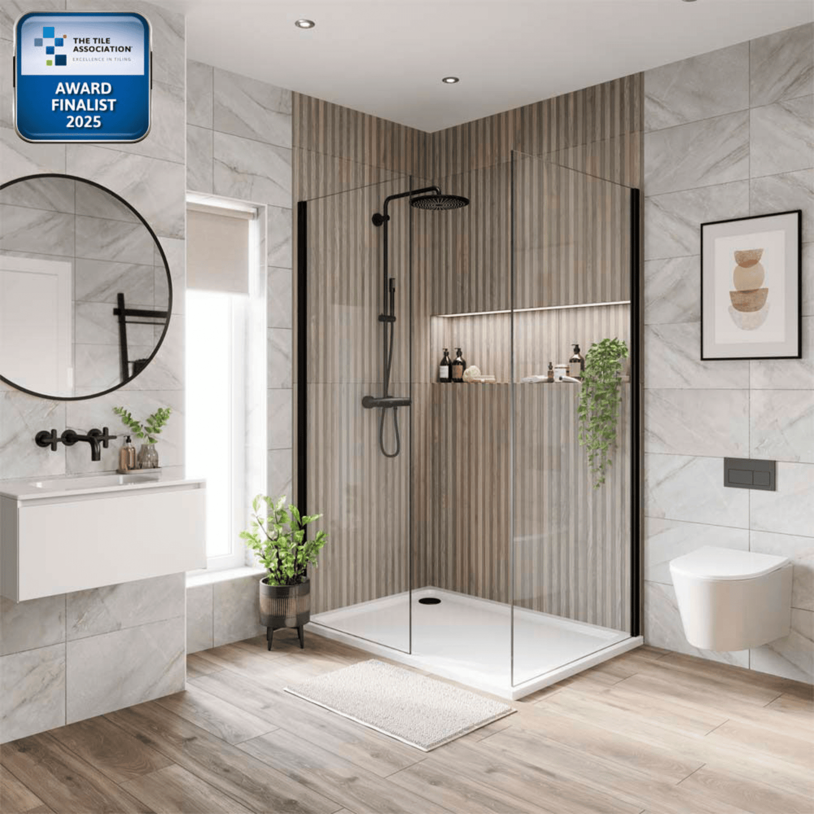 Dark oak effect porcelain panel