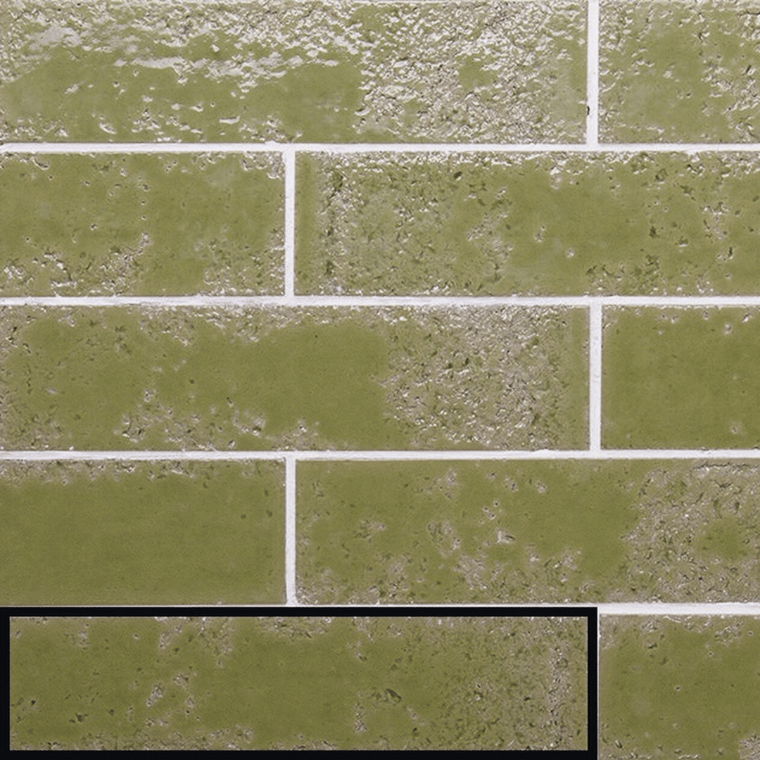 Stylish glossy moss green ceramic wall metro tiles