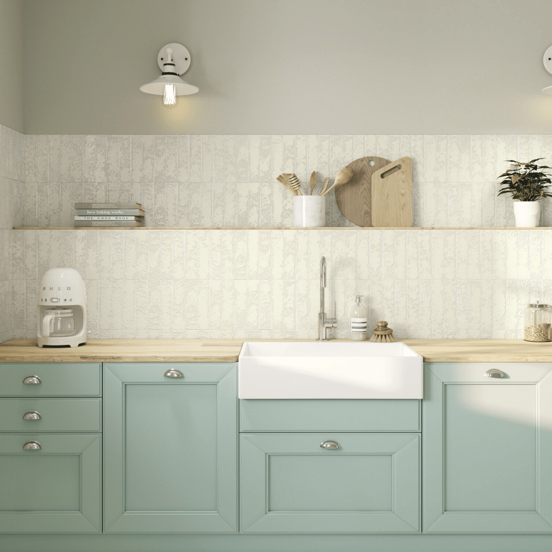 Pukkaia Sage Blue glossy ceramic metro wall tiles