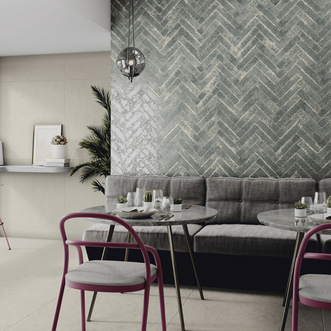 Elegant glossy teal blue ceramic wall metro tiles