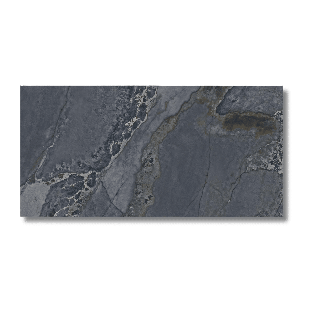Blue porcelain metallic tile used for wall floor areas