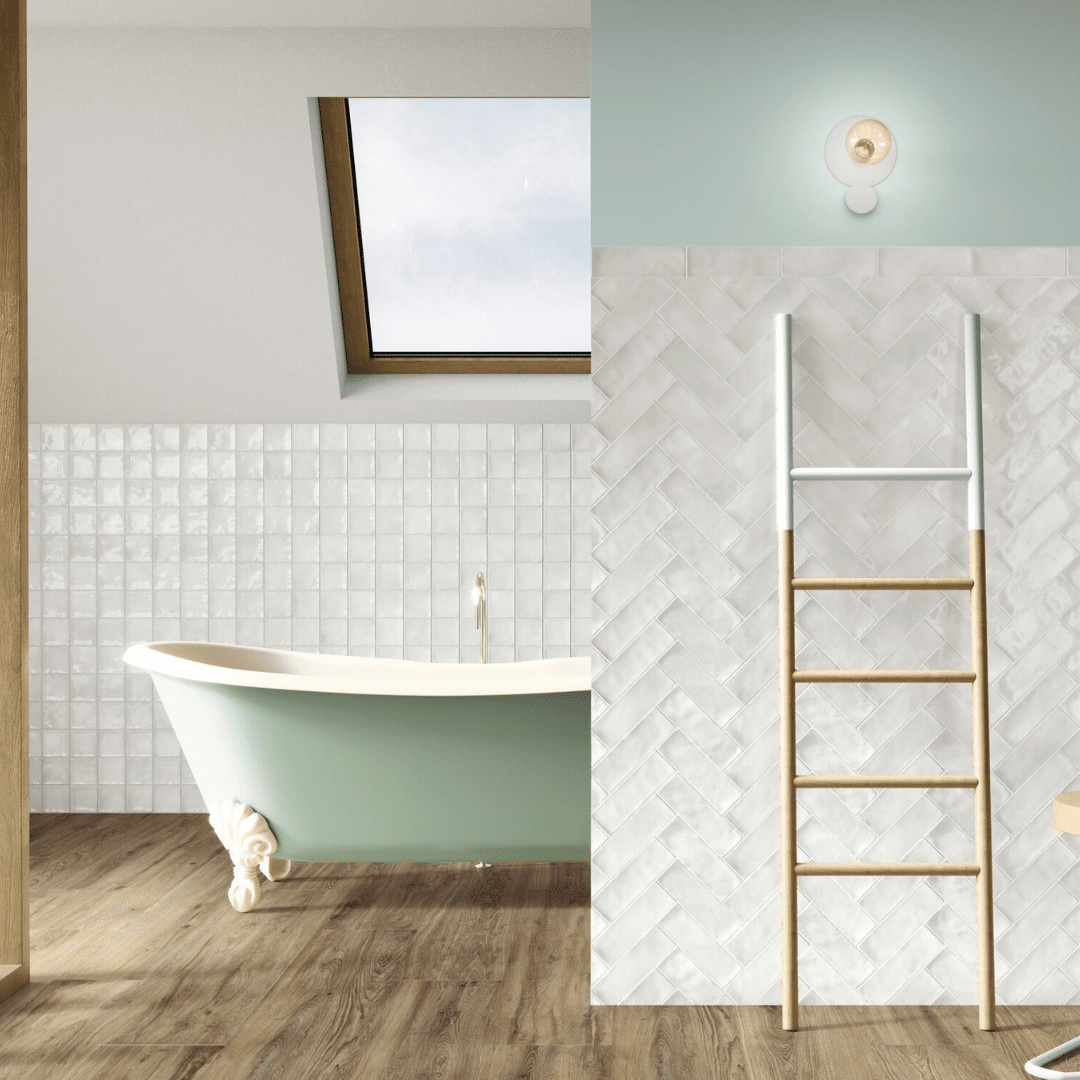 White glossy ceramic decorative Savonia Lucca wall tiles