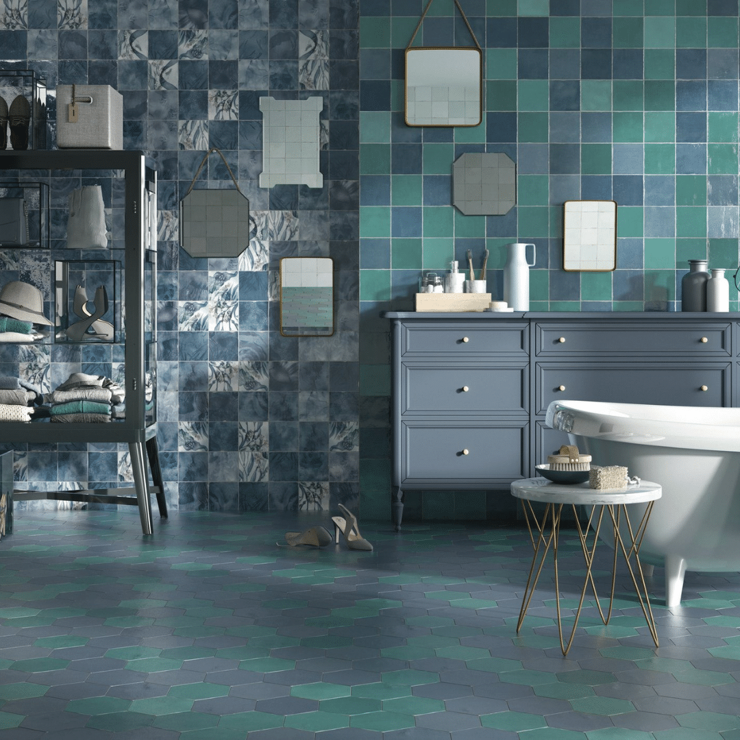 Elegant Suque Blue glossy ceramic decorative wall tiles