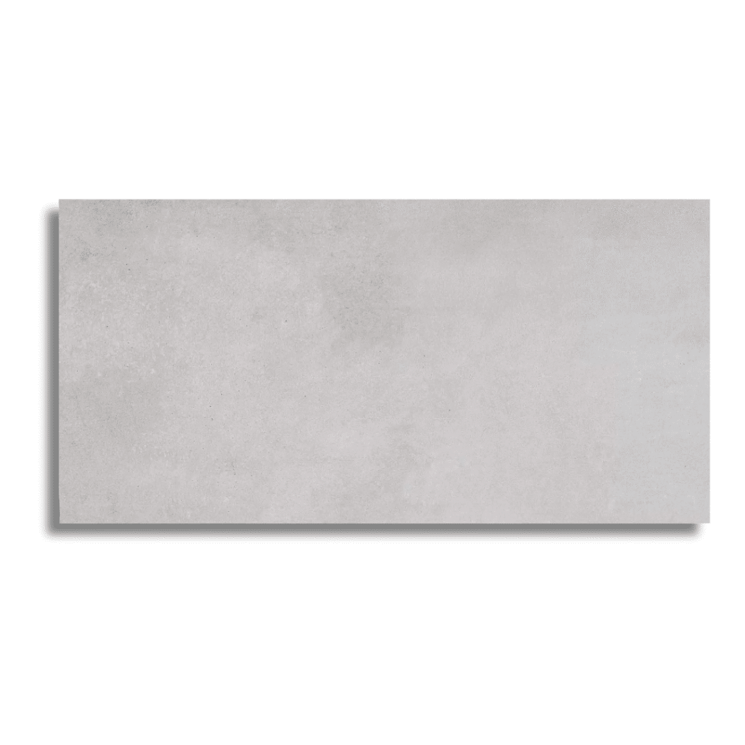 Rectified grey porcelain tiles with subtle stone texture