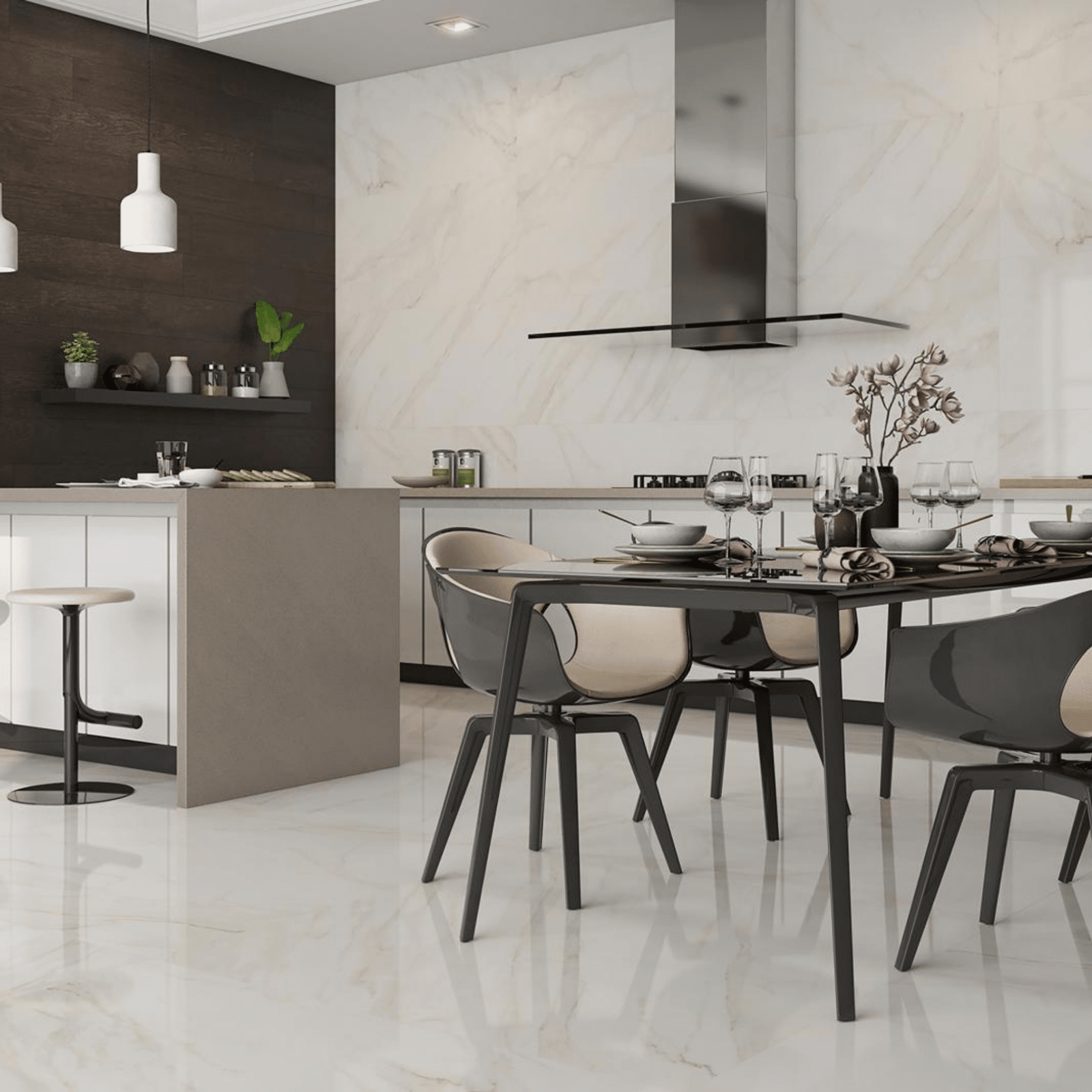 Blanco polished porcelain floor tile Tresana