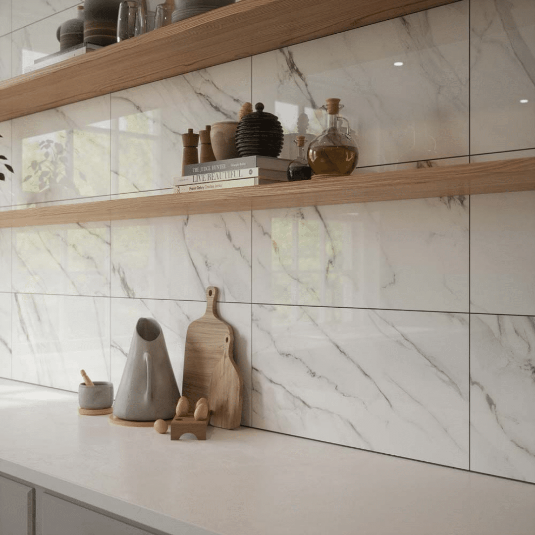 Waldorf Gloss Ceramic Wall white marble tiles
