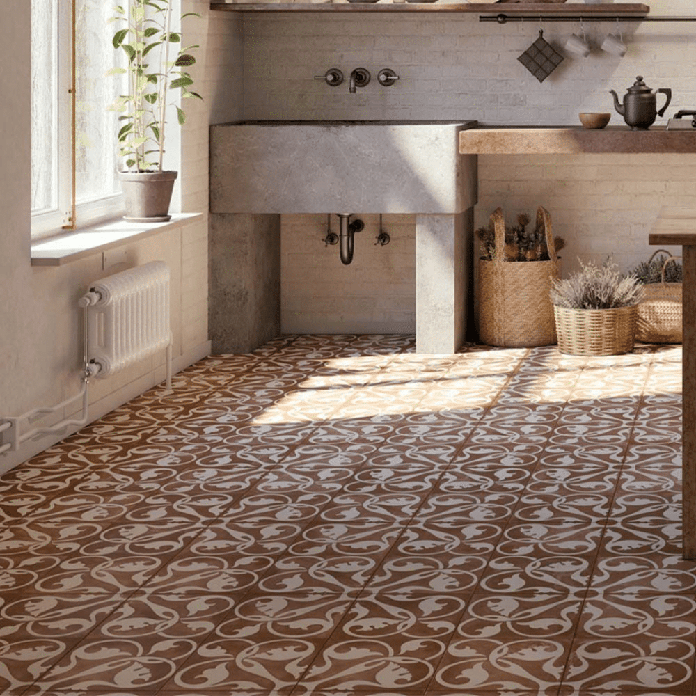 Stone texture red ceramic tile wall floor design