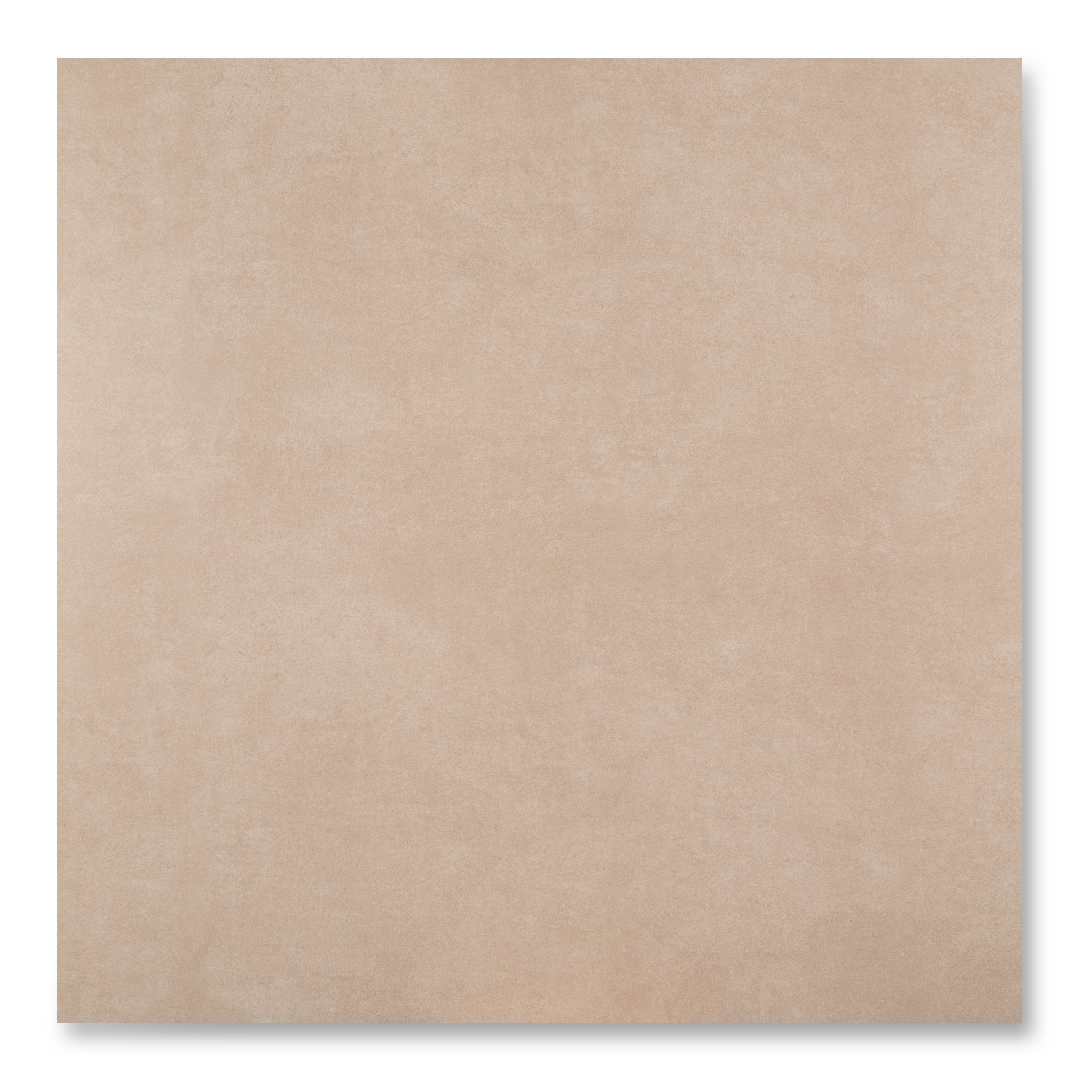 Porcelain tile with beige-brown concrete design and a matt finish.