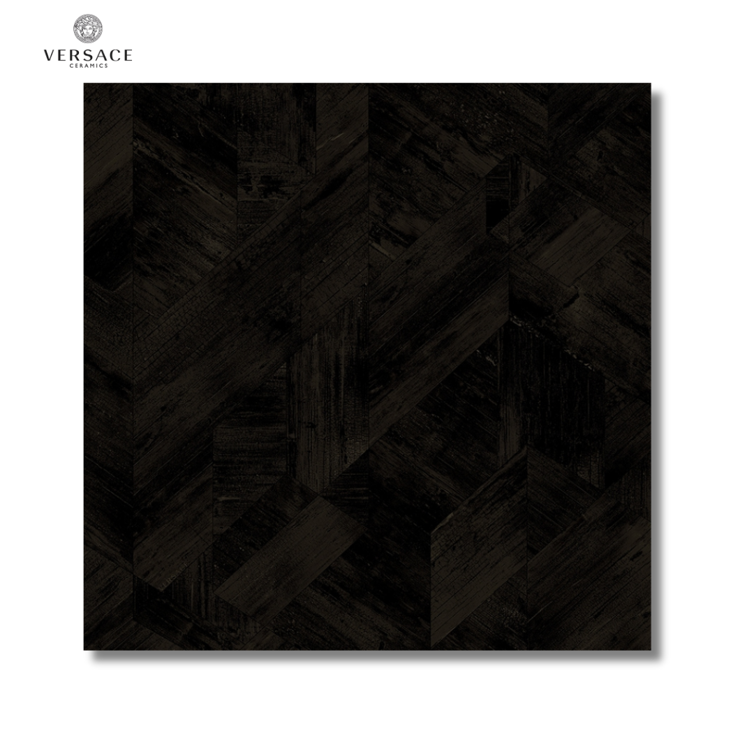 Eterno Carbon Plot black ceramic wood effect floor tiles