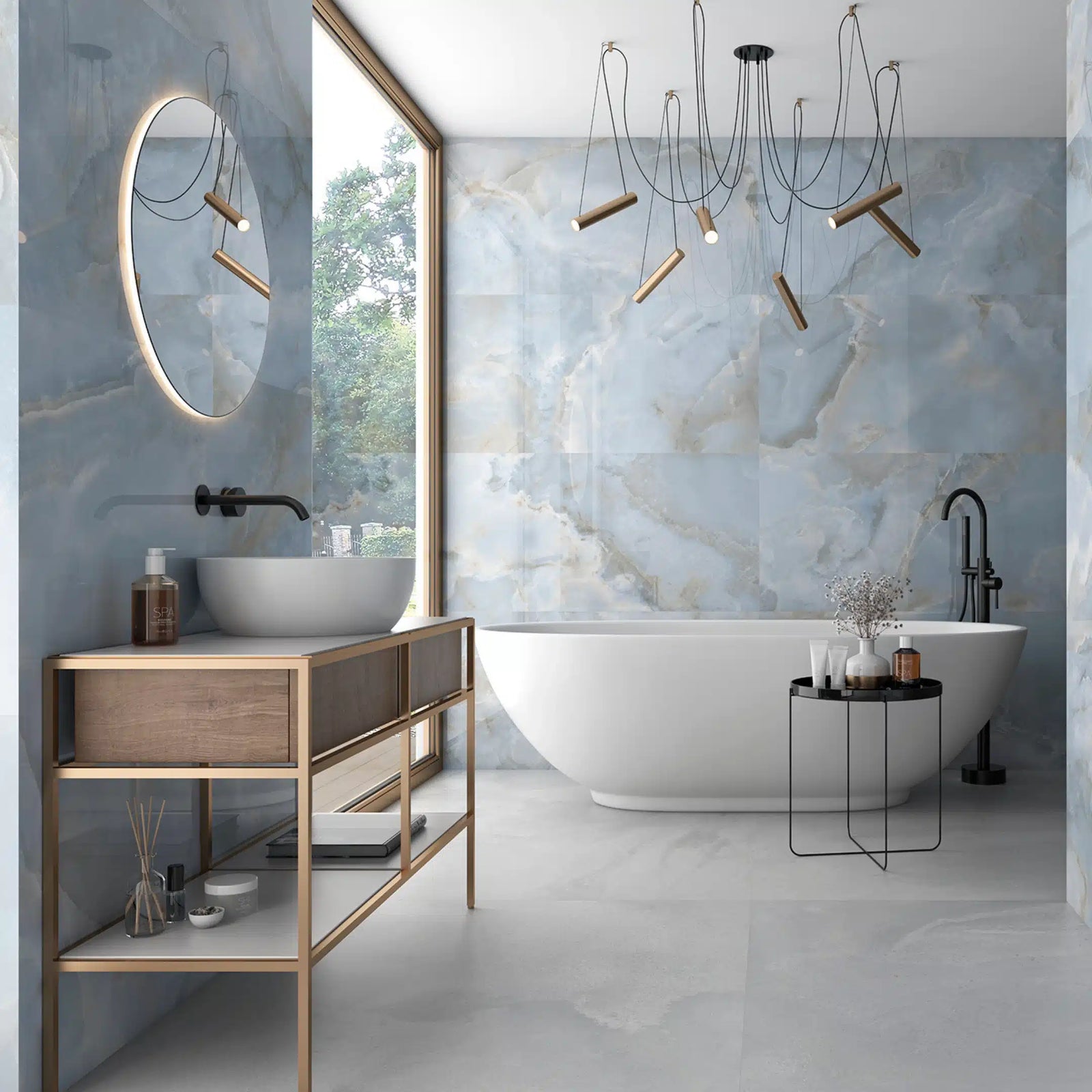 Coral porcelain floor tile with glossy finish Oni Coral wall tile for bathroom interior