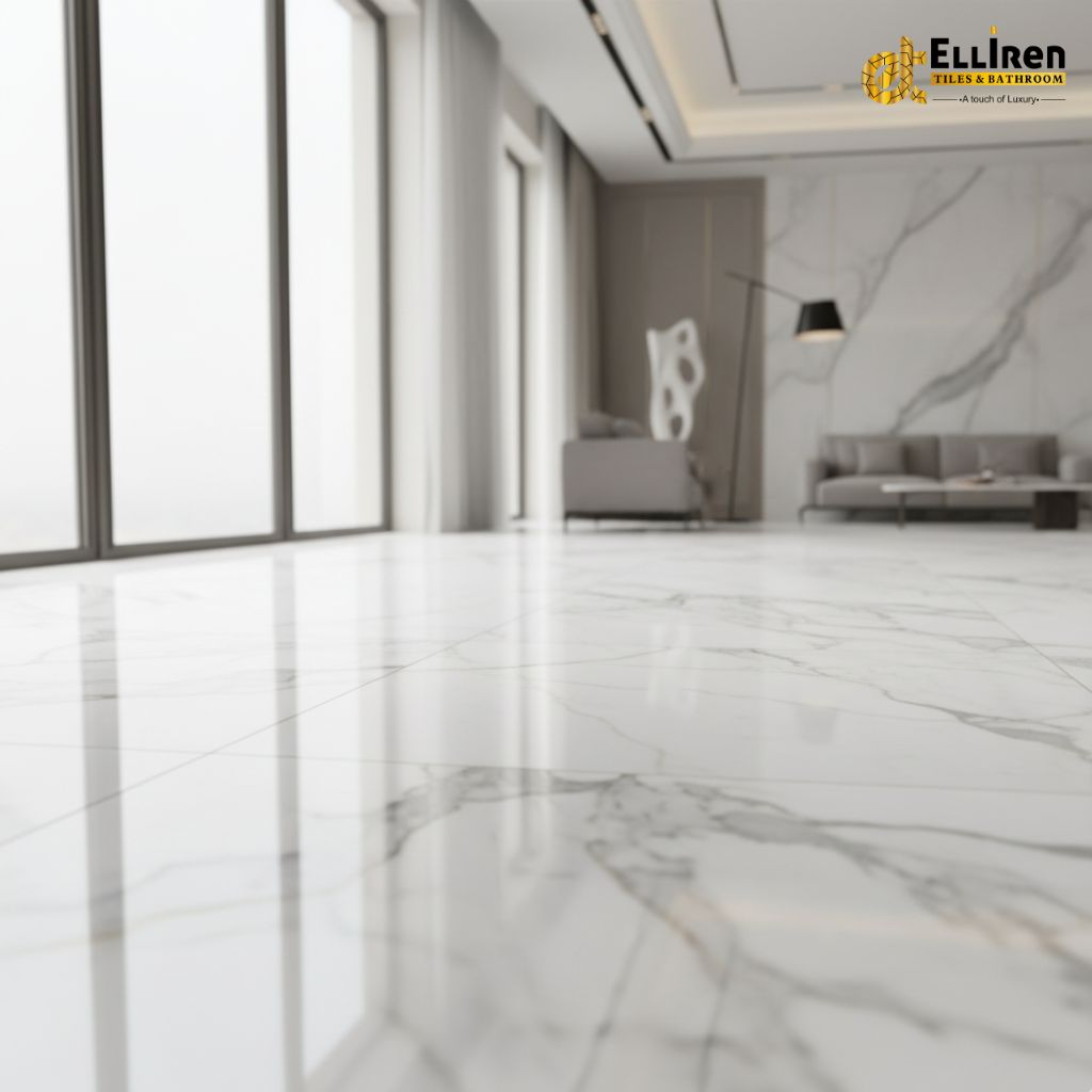 A close-up comparison of a rough, dull budget tile and a smooth, refined premium tile, highlighting the quality difference for UK homes.