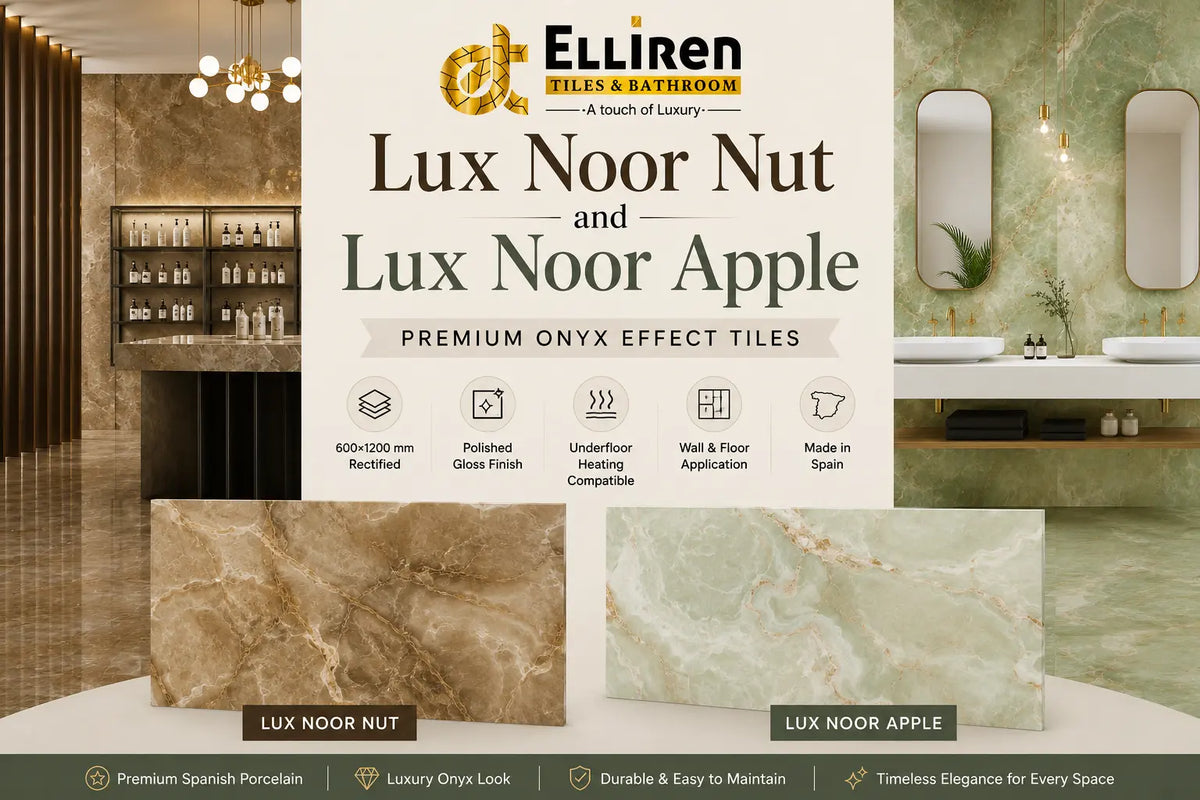 Lux Noor Nut and Lux Noor Apple: Premium Onyx Effect Tiles