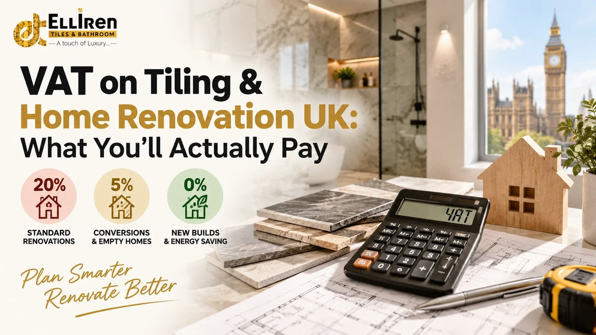 VAT on tiling and home renovation in the UK showing 20%, 5% and 0% VAT rates for renovation projects