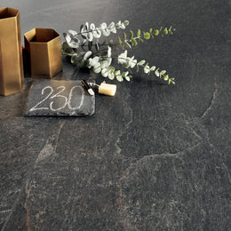 Geos Reef matt black anthracite slate effect tile close up
