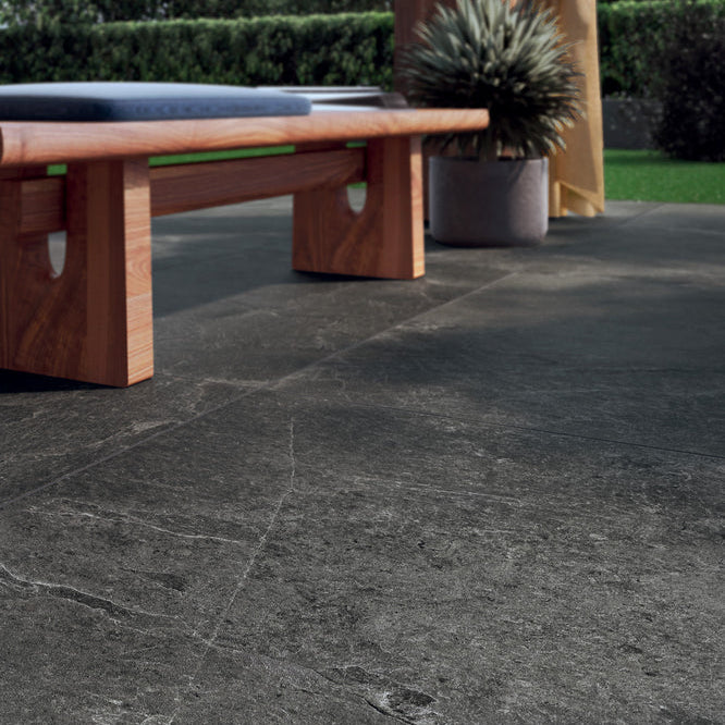Geos Reef black anthracite slate effect porcelain outdoor