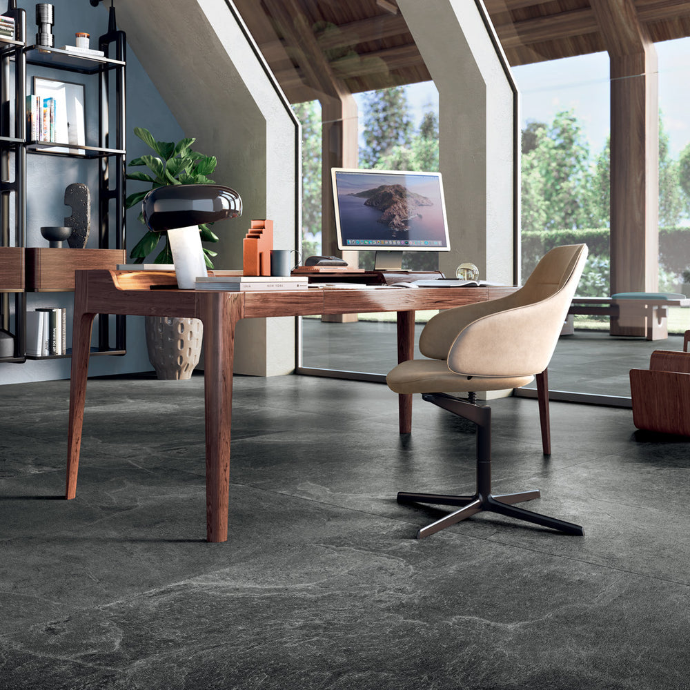 Geos Reef black anthracite porcelain floor tile from above