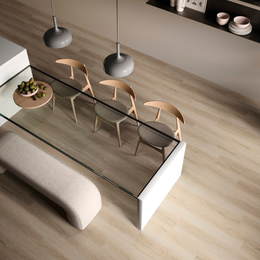 Brown SPC wood look tiles for wall and floor interiors