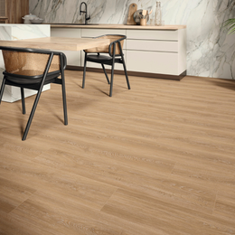Brown SPC wood look tiles for wall and floor interiors