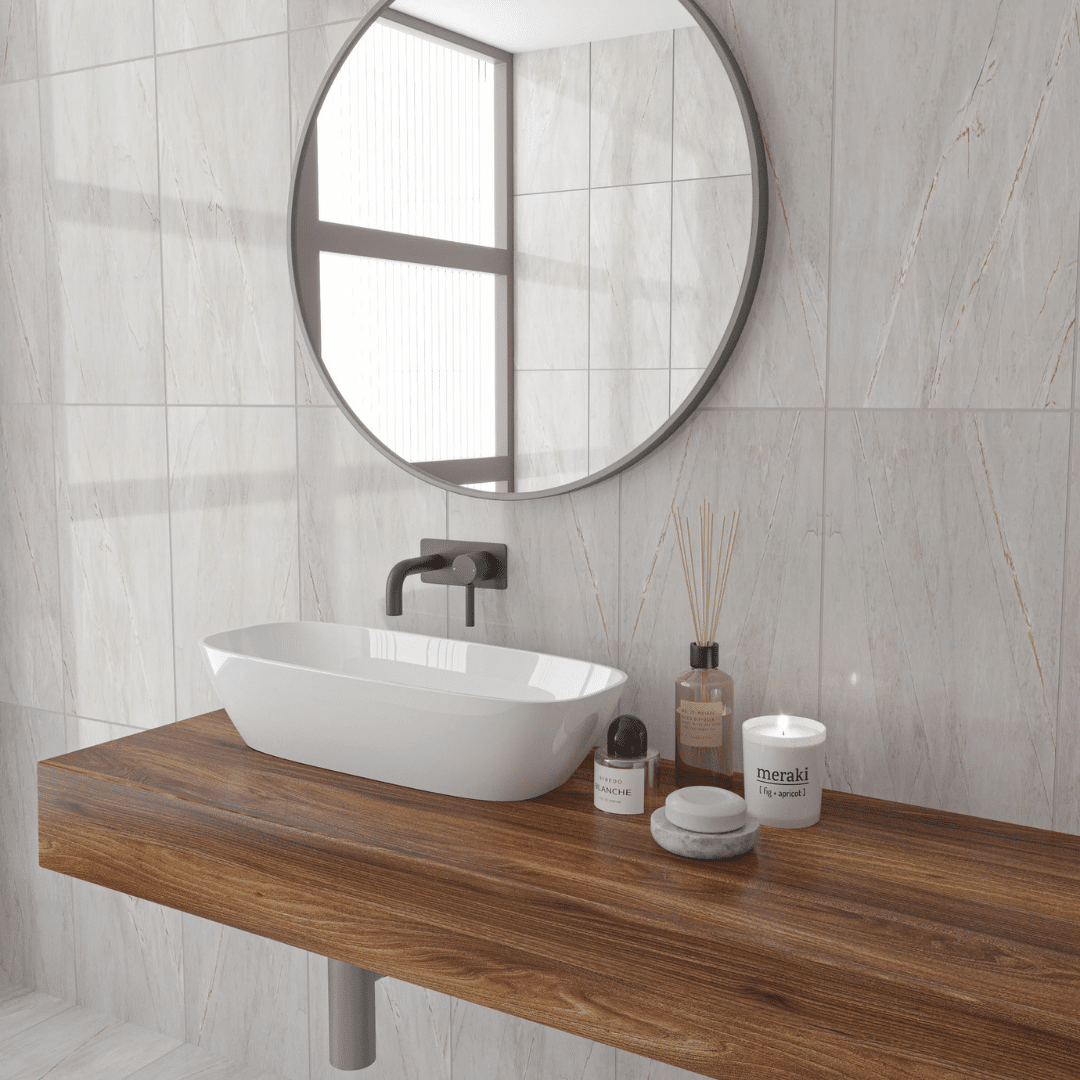 Elegant light grey ceramic gloss tile for interior walls