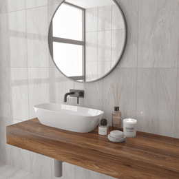 Elegant light grey ceramic gloss tile for interior walls