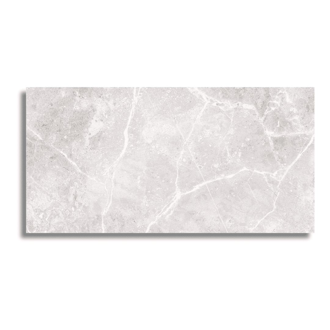 Light grey ceramic wall tile with marble pattern