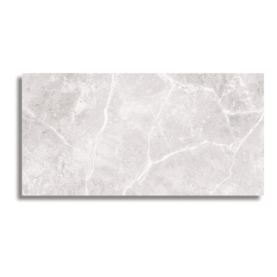 Light grey ceramic wall tile with marble pattern